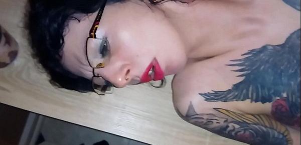  fucking horny secretary after dildo play and cum on her glasses